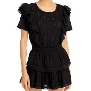 LoveShackFancy Natasha Short Sleeve Eyelet Mini Dress